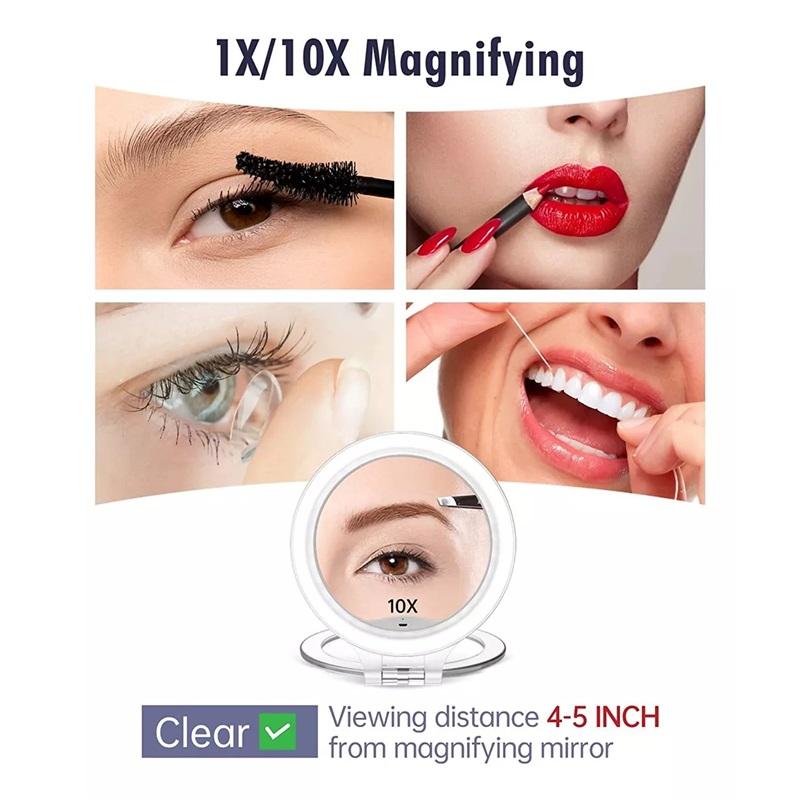 Foldable Makeup Mirror Touch Screen Makeup Mirror 3 Colors Light Modes Cosmetic Mirrors USB Rechargeable Folding LED Mirror
