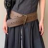 Y2k Leather Waist Belt Gothic Dress Jeans Belt Fashionable Women's Rivet Belt  Streetwear