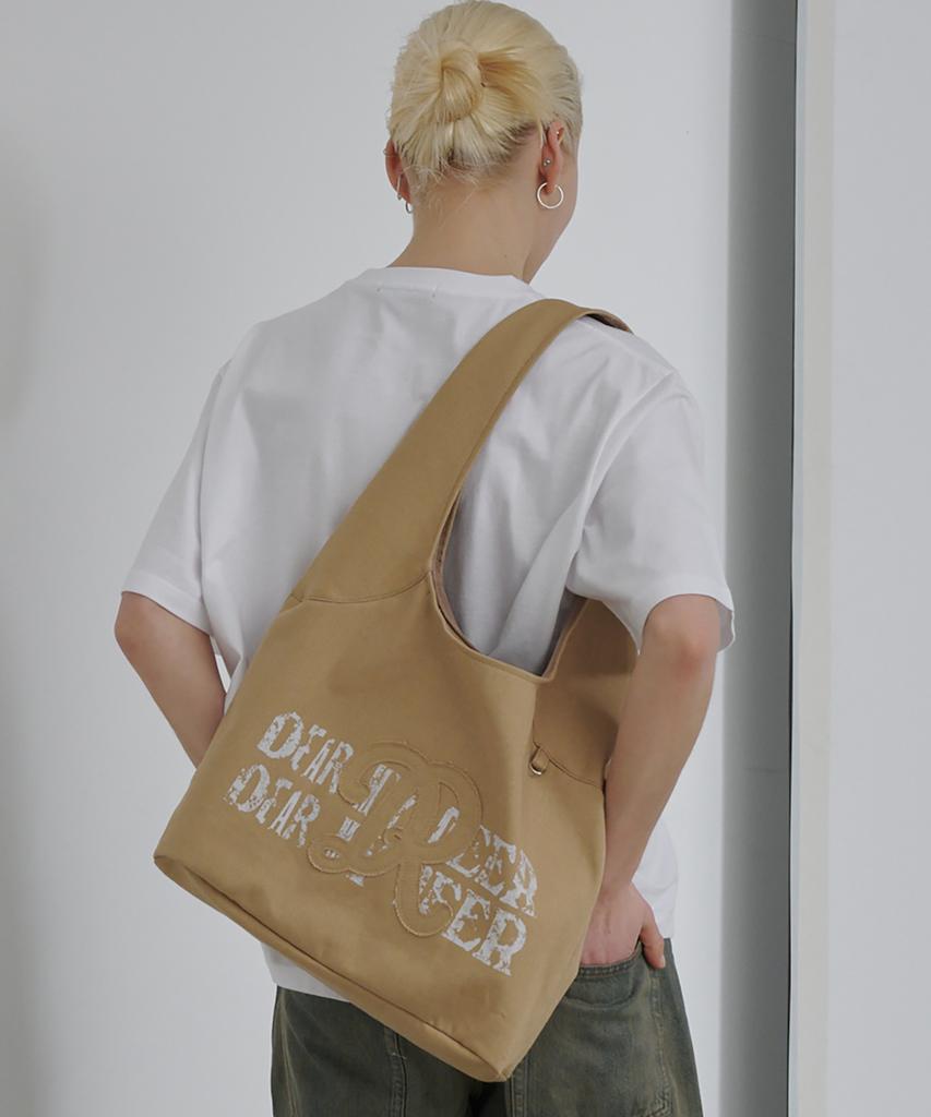 DEARMYDEER Slouch Cotton Shoulder Bag (Beige)