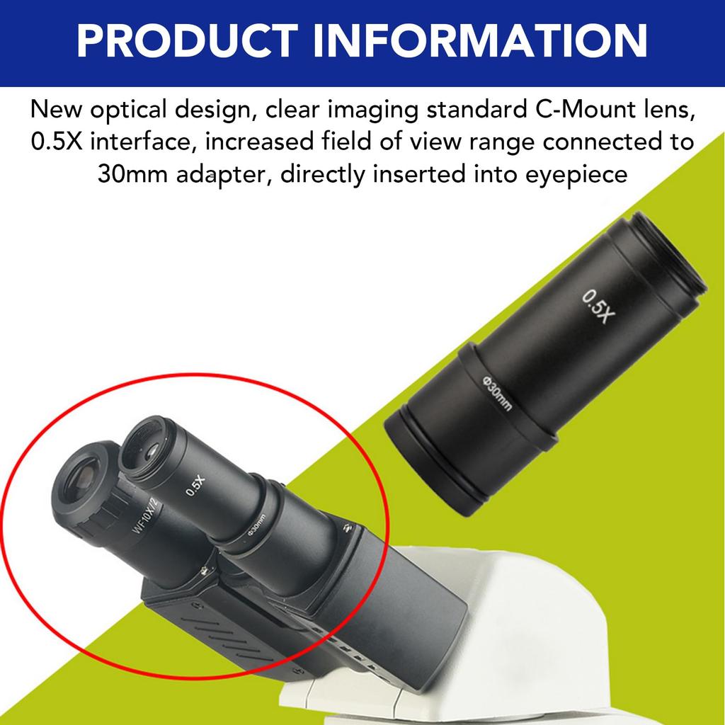 Microscope Adapter Lens Adapter Set for CCD Cameras and Digital 30 and Mm Adapter 0.5x C-mount Eyepieces, 23.2 Mm, Mm, 30.5 Ports, C-mount