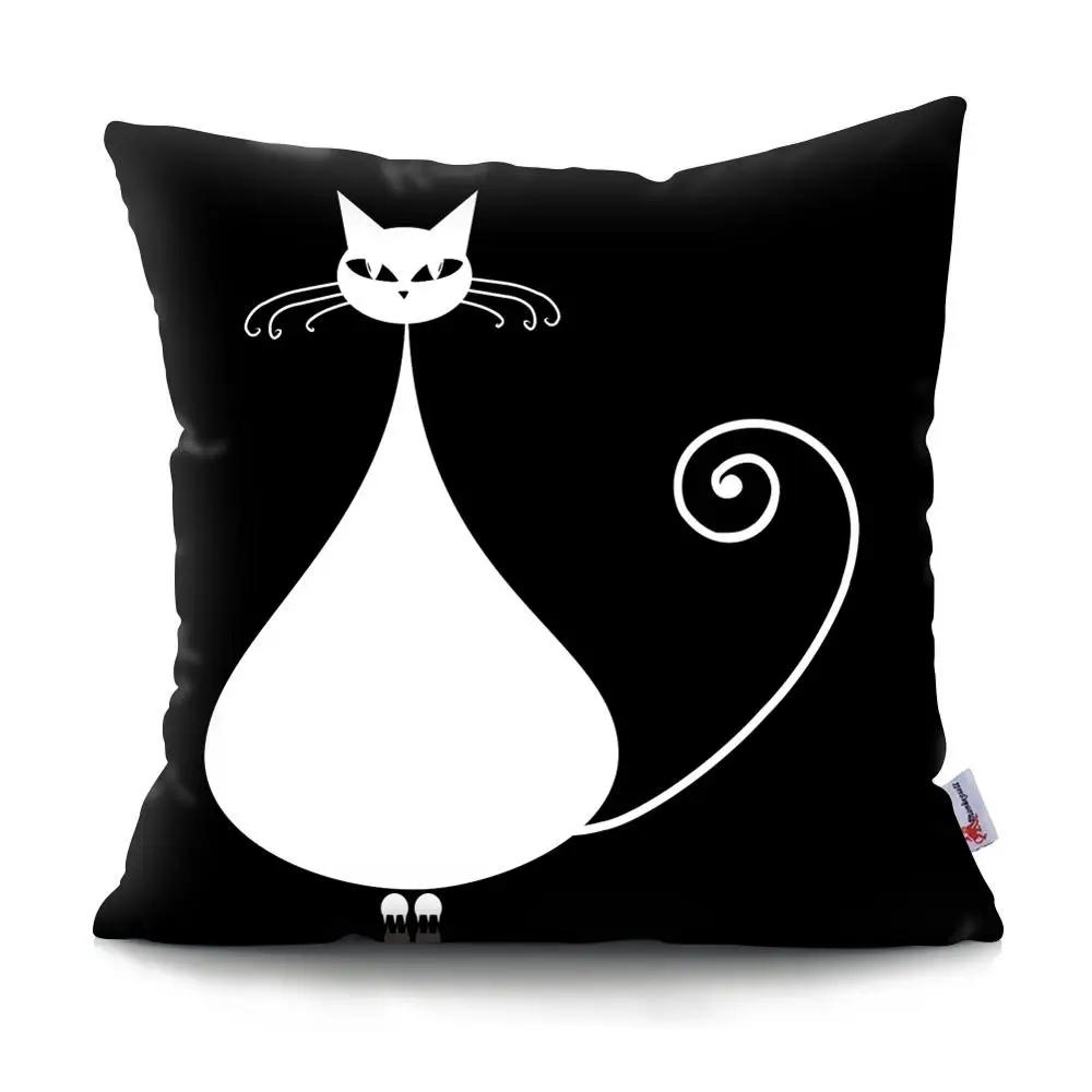 Black Cat Cushion Cover Pet  Sofa Bedroom Decoration Pillowcase Pattern   Case