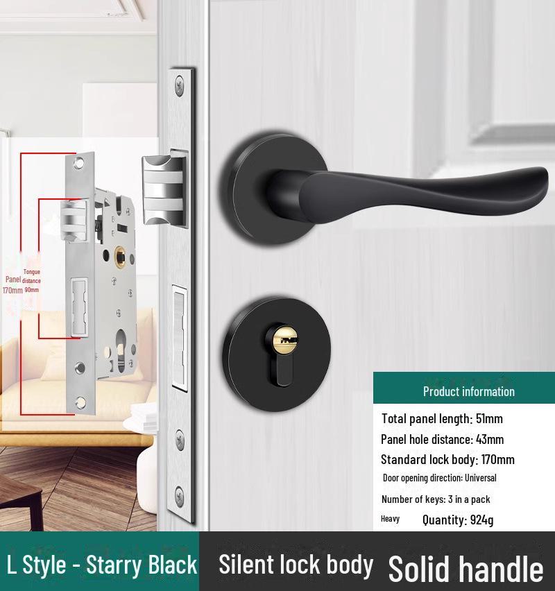 Silent European Style Indoor Wooden Door Handle Lock