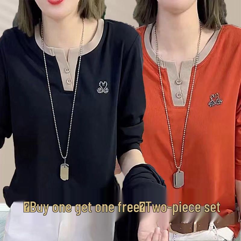 Black Swan V-neck Long-sleeve T-shirt: Slimming, Stylish, and Age-Reducing