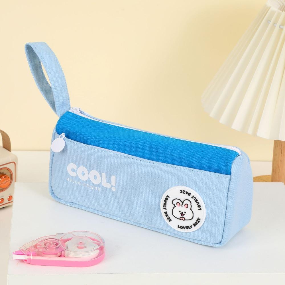 Large Capacity Triangle Stationery Bag Cartoon Storage Bag Wear Resistant Rabbit Pencil Bag  Women