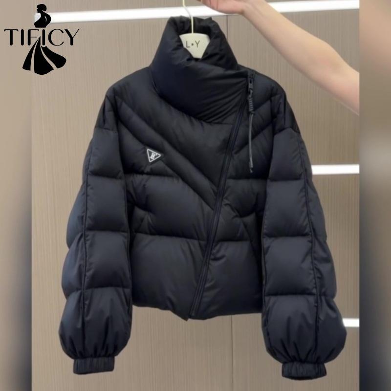 TIFICY Women's Fashion Casual Fall Winter Solid Color Print Long Sleeve Jackets & Coats Down Coats