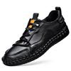 2025 new hollow first layer cowhide men's small leather shoes breathable soft-soled Doudou shoes glue-free hand-sewn shoes