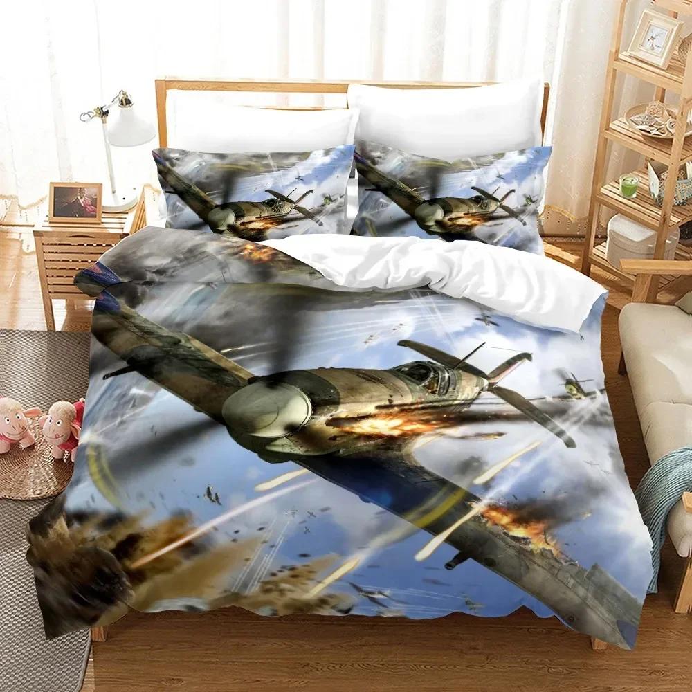 Airplane Fighter Flying Jet Comfortable Duvet Quilt Cover Pillowcase Bedding Set Children Bedroom Decoration Home Textile