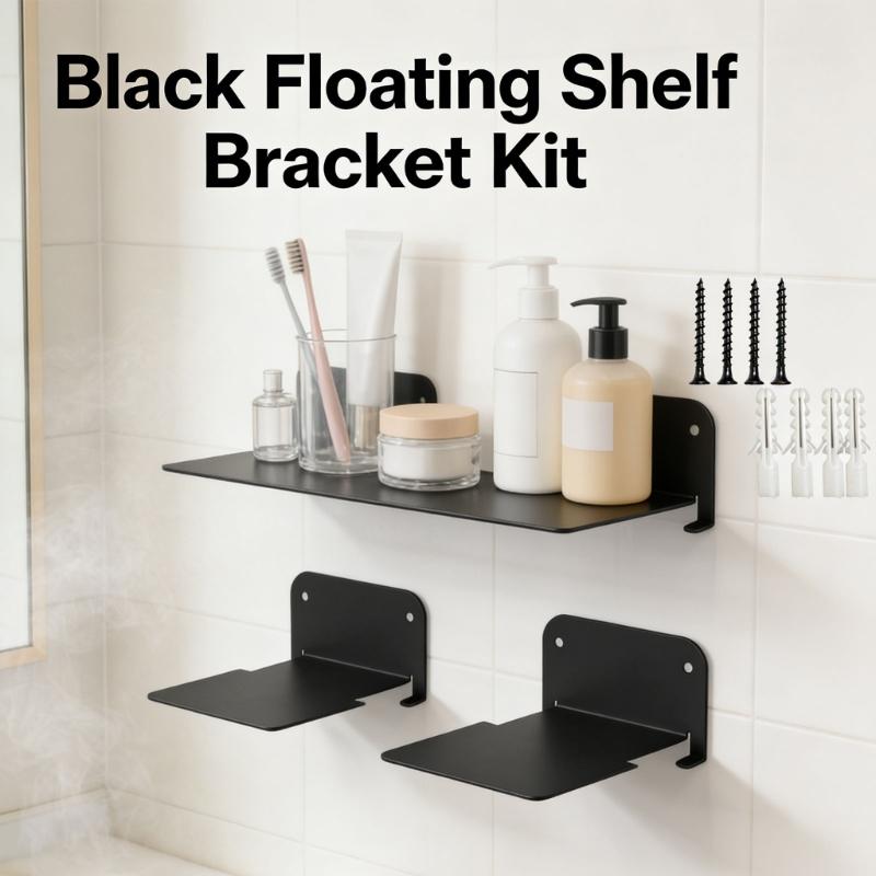 Minimalists Black Metal Floating Shelf Ideal Stylish Home Decoration Storage Solution