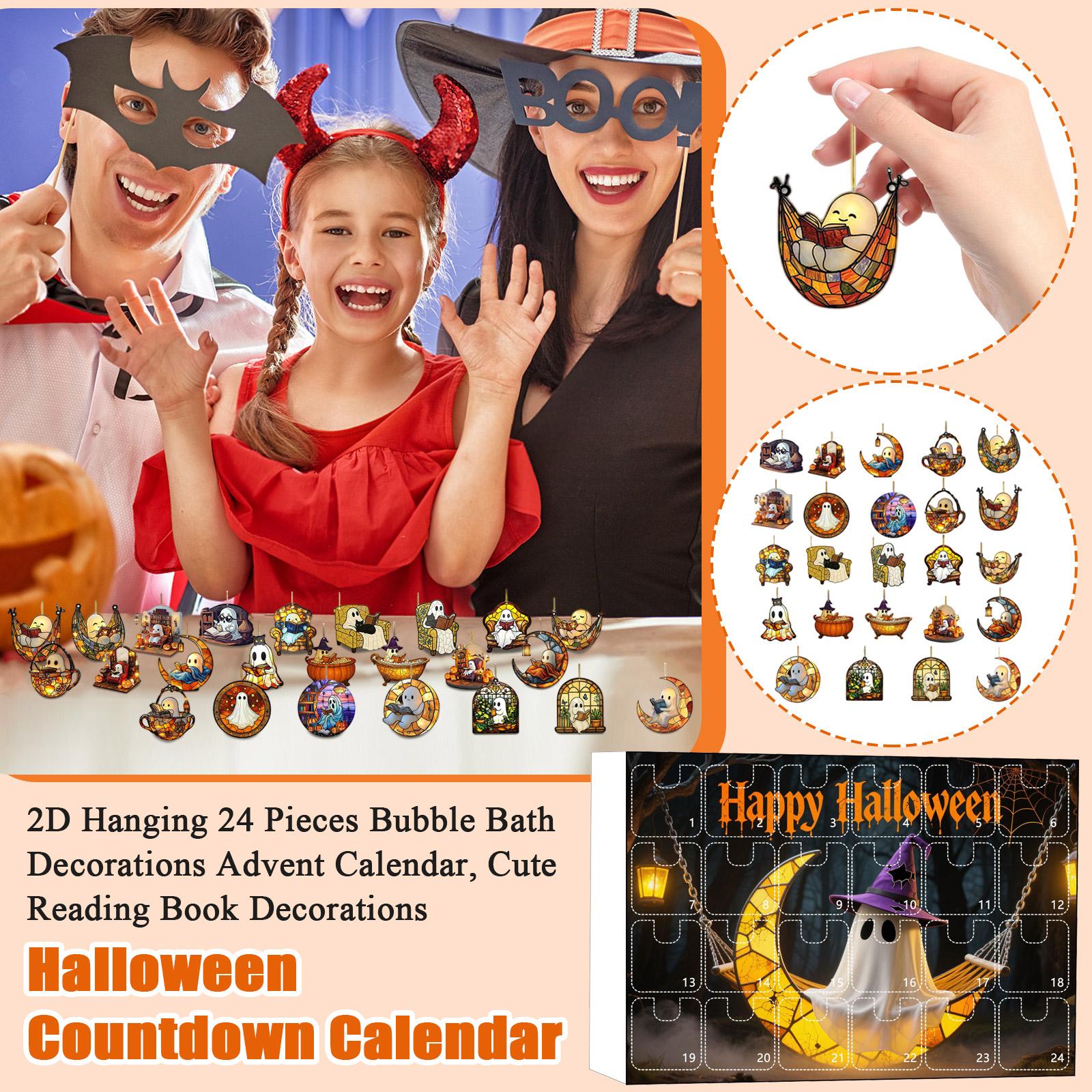 

Halloween Countdown Calendar,Hanging 24 Pieces Bubble Bath Decorations Advent Calendar, Cute Reading Book Decorations For Party Holiday Decorations One Size