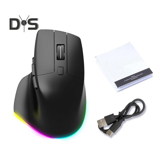 Wireless Mouse with RGB Lighting Modes Adjustable DPI Ergonomic Design 2.4GHz/Bluetooth-compatible Laptop Mouse