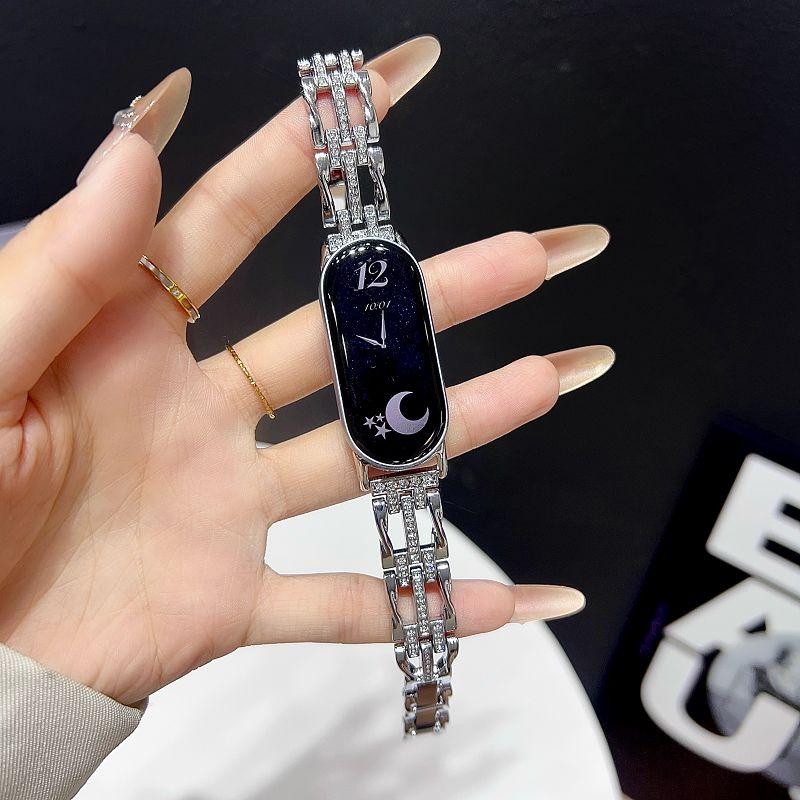 

Diamond Metal Watch Bands for Mi Band 10 9 8 Wristband Mi band 8Pro 9Pro Bracelets Dressy Strap for Redmi Watch 6 5 4 Correas Mi Band 8Pro 9Pro срібний