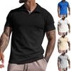 Men's summer lapel T-shirt men's heavy waffle oversize short-sleeved solid color casual V-neck Polo shirt