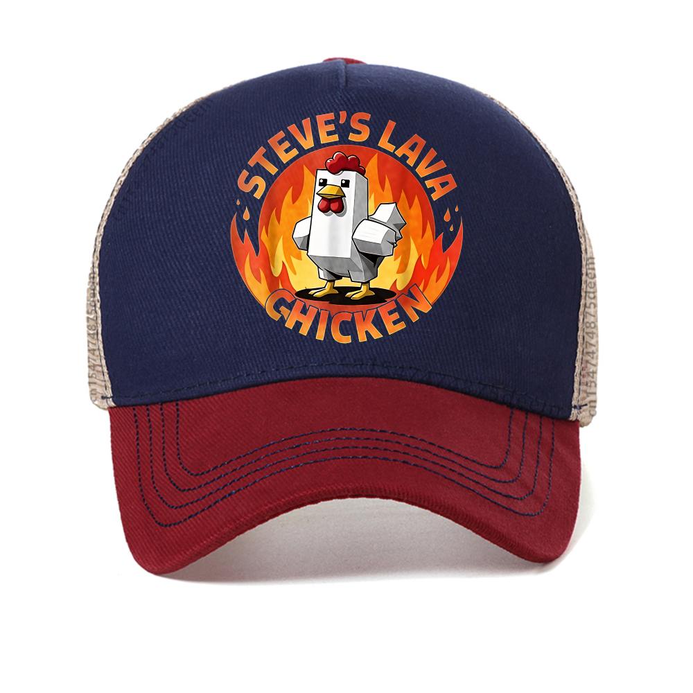 

Men s Lava Chicken cap Men s Steve Lava Chicken Pattern baseball cap Summer Casual Printed Snapback hat adjustable mesh hats Adjustable красный