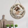 American Country Round Wooden Nativity Resurrection Sign Decor for Family Baptism