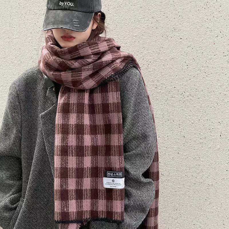British Style Plaid Scarf Versatile Imitation Cashmere Scarf Shawl Advanced Sense Student Men'S And Women'S Scarf
