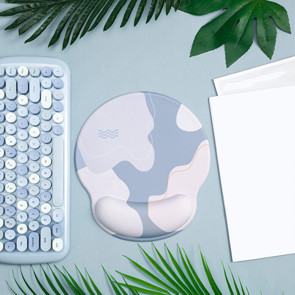 Keyboard Mouse Pad Set Ergonomic Silicone Mouse Pad with Memory Foam Keyboard Wrist Rest Support for Computer Round,