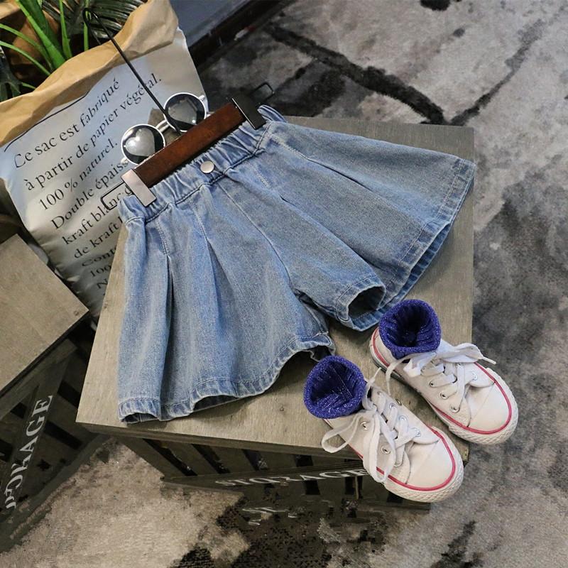 

Girls Summer Wide-Leg Denim Shorts; Large & Extra-Large Loose-Fit Pleated Skirt-Pants 110
