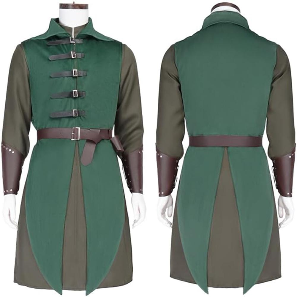 Adult Medieval Renaissance Costume Retro Green Warrior Pirate Cosplay Outfit