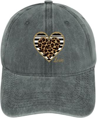 Leopard Heart Print Baseball Cap Women Adjustable Polyester Casual Sun Protection Hat