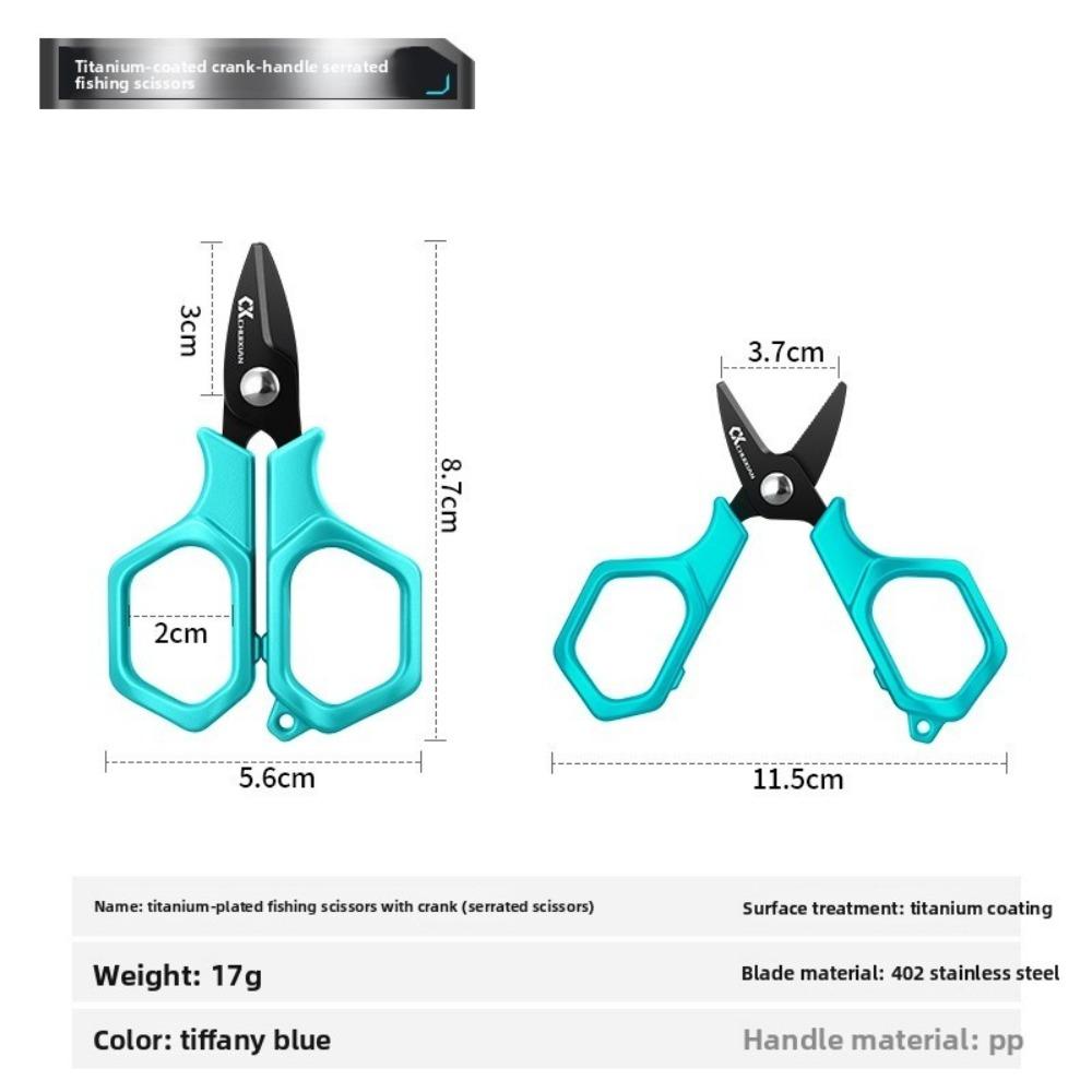 

Titanium Plated Lure Scissors Portable Design Titanium Plated Scissors Lure Fishing Blue-Short Style