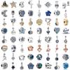 Shining Zircon Sun Charmcopper Bead Blue Series Stars Moon Pendant Fit Original Bracelet Women Diy Jewelry Accessories Gift