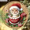 Christmas decoration sign,hanging decorations,2D flat Wooden products with The pattern is Santa Claus in the cup,Christmas gift for friends and family