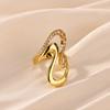 Vintage Wave 8-shaped Cubic Zirconia Stainless Steel Ring 18K Gold-plated Rings for Women Wedding Prom Jewelry Anniversary Gift