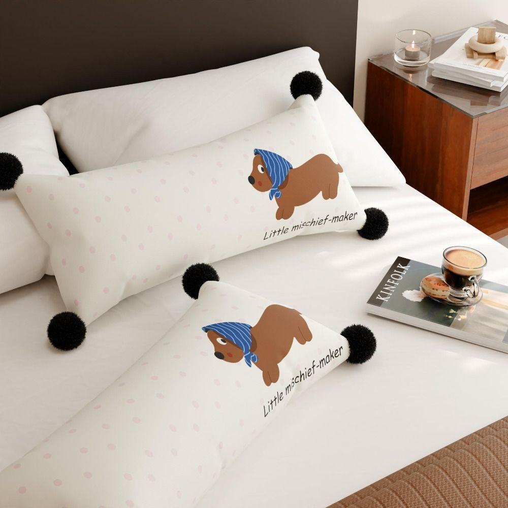 Microfiber Puppy Rectangular Pillow Cover Washed Material Soft Sofa Cushion Cover Comfortable Cartoon Pillow Case Bedroom