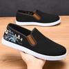 Autumn New Men's Shoes Comfortable Breathable Embroidered Casual Shoes Fashionable Versatile One-pedal Flat-soled Old Beijing Cloth Shoes