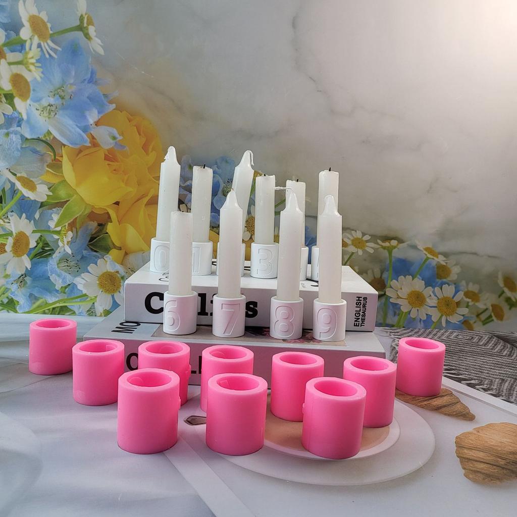 Unique Number Cement Candle Holders Handmade Cement Art Projects Silicone Mold for Crafters Artists and Enthusiasts