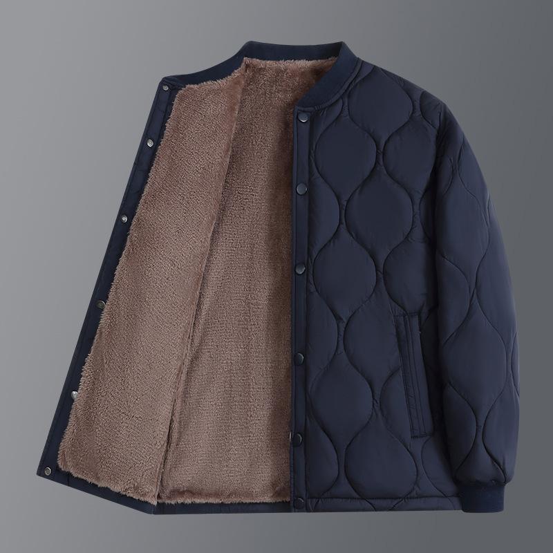 

Куртка-подкладка для мужчин среднего и пожилого возраста на осень-зиму, свободная куртка-дедушка с небольшой набивкой, для ношения внутри и снаружи, утолщенная куртка с набивкой плюс бархат XXXL темно-синий