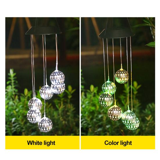 Solar Wind Chime Garden Metal Orb Wind Chime with Color-Changing Solar Lights