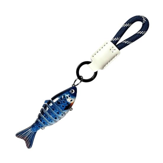 Key Ring with Braided Rope Multi-jointed Fishing Lure Keychain, Artificial Swimbait Rope, Lanyard Chain Vintage Fish Keychain Pendant Charm, Gift