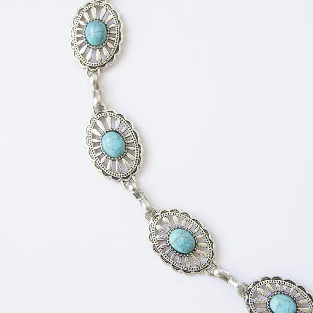 Bohemian Turquoise Retro Metal Waist Chain for Women’s Dresses