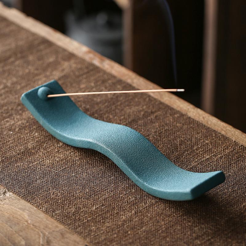 Creative Coarse Pottery Incense Holder - Reclining Sandalwood Burner & Ornament for Home or Office.