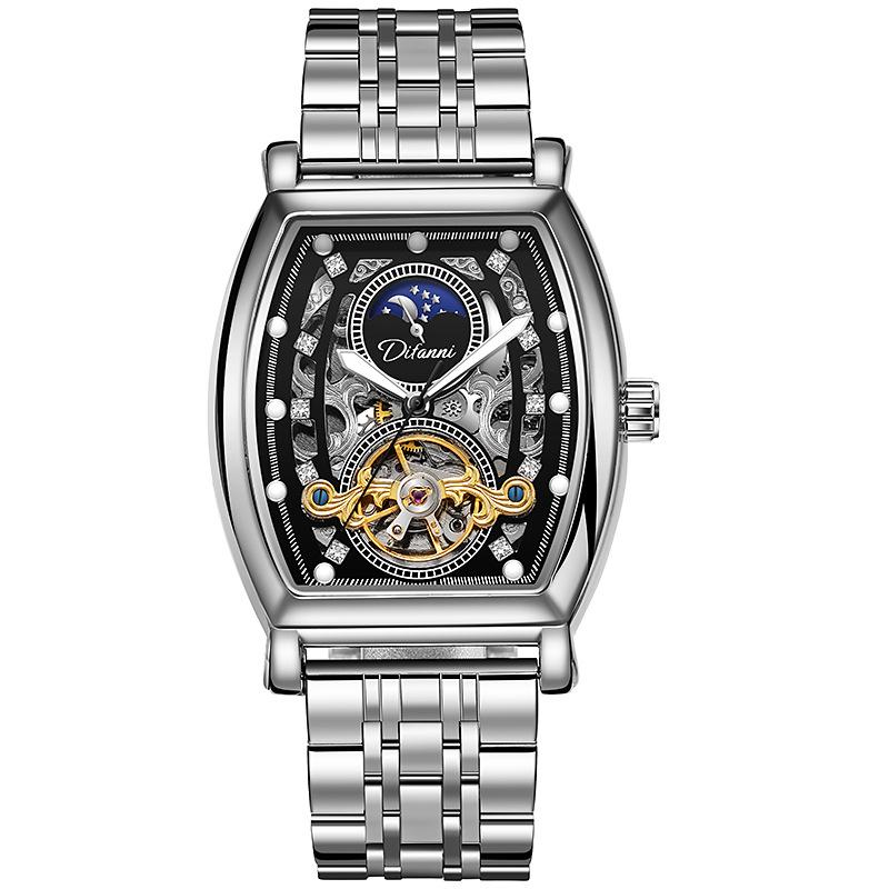 Orologio Automatico Tourbillon da Uomo Durenwei - Forma a Barile, Design Cielo Stellato Giorno/Notte