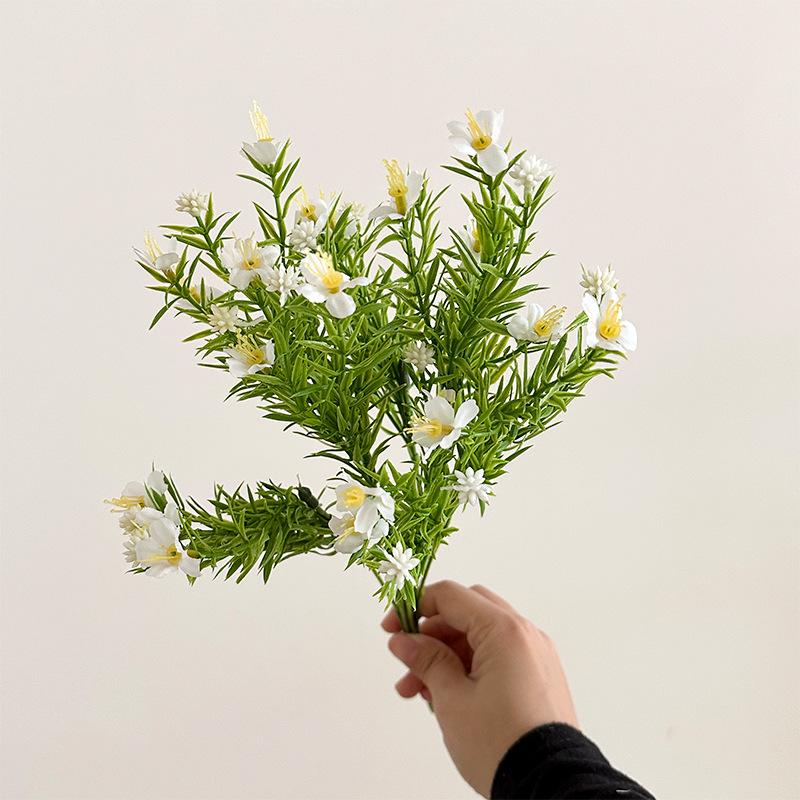 7 Fork Artificial Flower Water Plants Jasmine Wild Chrysanthemum Fake Flower Arrangement with Grass Home Outdoor Wedding Decor