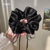 Satin Material Hair Tie Black/White Hair Accessory Romantic Bow Scrunchie  Bridal Occasions