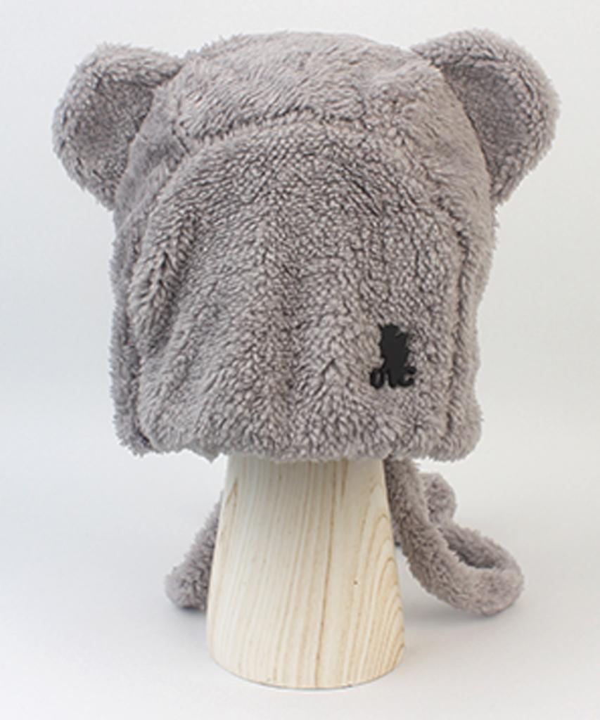 Yunibeosyeolkemiseuteuli Bear Soft Fleece Gray Bonnet Hat