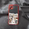 Christmas Phone Case for IPhone 16 15 14 11 Pro Max 14 Plus X XS XR 12 13 Mini Hand Painted Winter Snow House Matte Funda Cover