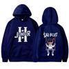 Interesting boy swinging logo printed hoodie