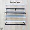 Black & White Clothing Store Stainless Steel Wall-Mounted Display Rack with Side Hooks and Shelving Brackets