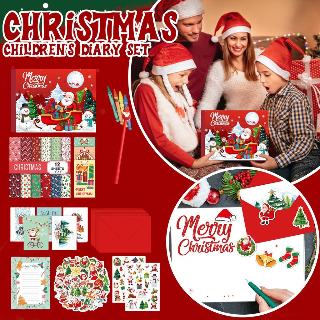 Merry Chrismas,Christmas Diary Set 87 Pieces, Christmas And New Year Gift Scrapbook Children's Diary Set For Girl 1ml