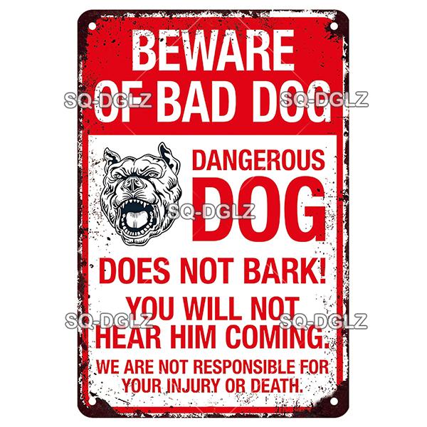 Warning Vintage Metal Sign Beware of Dog Tin Sign Shop Metal Plaque Decoration Plate Decor For Pub Bar Wall Decor Poster Gift
