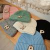 Korean Style Ins Style P Letter Hat Trendy and Fashionable Sweet and Cool Style Woolen Hat Solid Color Thickened Wool Blended Knitted Hat