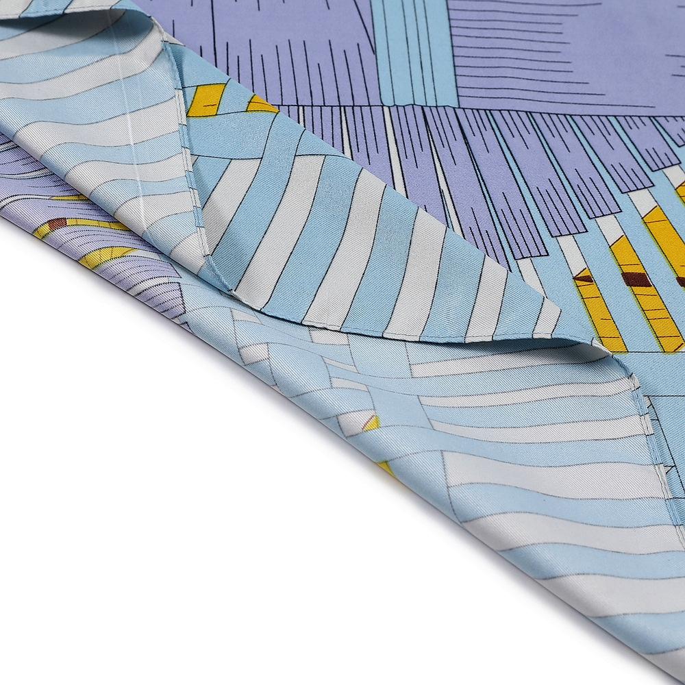130Cm Luxury  100% Twill Silk Scarf Two Horses Weaving Square Scarf New Design Kerchief Woman Neck Shawl Wraps Echarpe