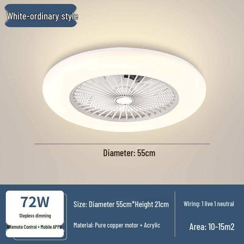 Ultra-thin Silent Ceiling Fan Light: Modern Invisible Chandelier for Bedroom, Living, and Dining Rooms