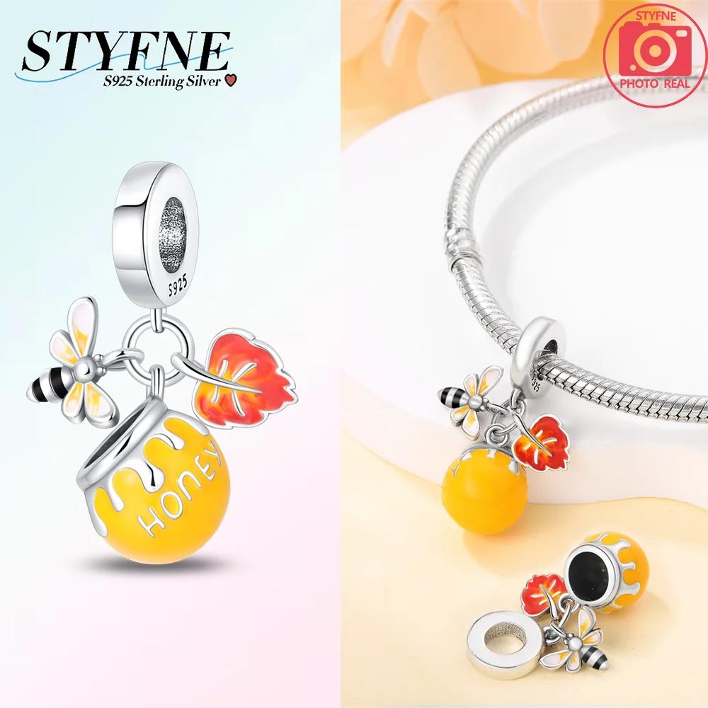 Copper Authentic Charm Bead Charms Pink Butterfly Flowers Yellow Zircon Fireflies Bees Bead Charms Compatible With Bracelets Women Jewellery Making Di