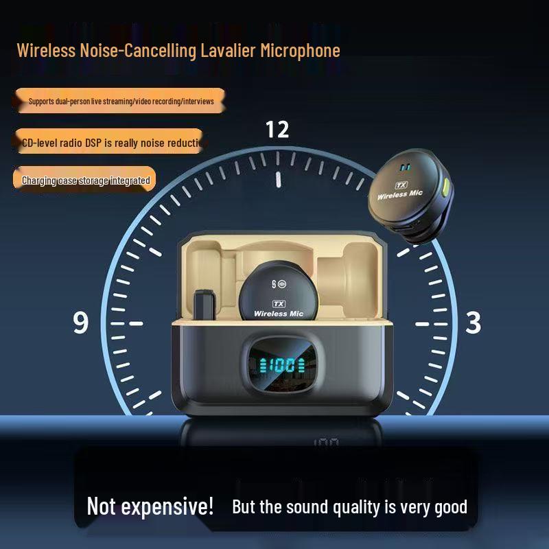 Wireless Lavalier Microphone with Digital Display & Noise Reduction for Mobile Phones & Outdoor Live Streaming