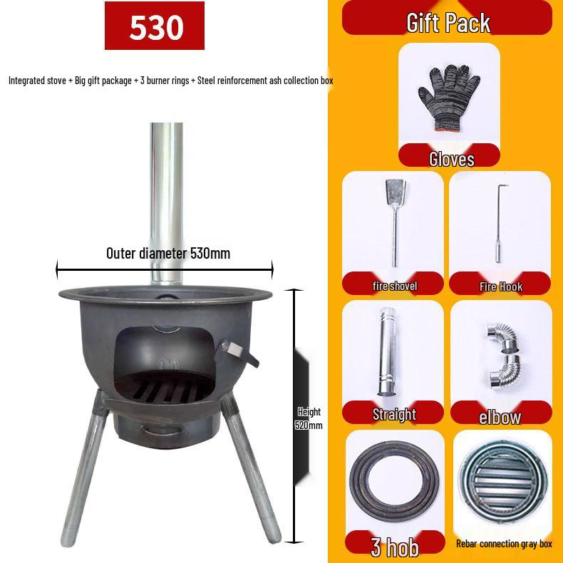 Portable Outdoor Firewood Stove with Threaded Round Legs - New Model